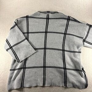Multiples Sweater Womens 2X Gray Plaid‎ Acrylic Tight Knit Mock Neck Warm Wear